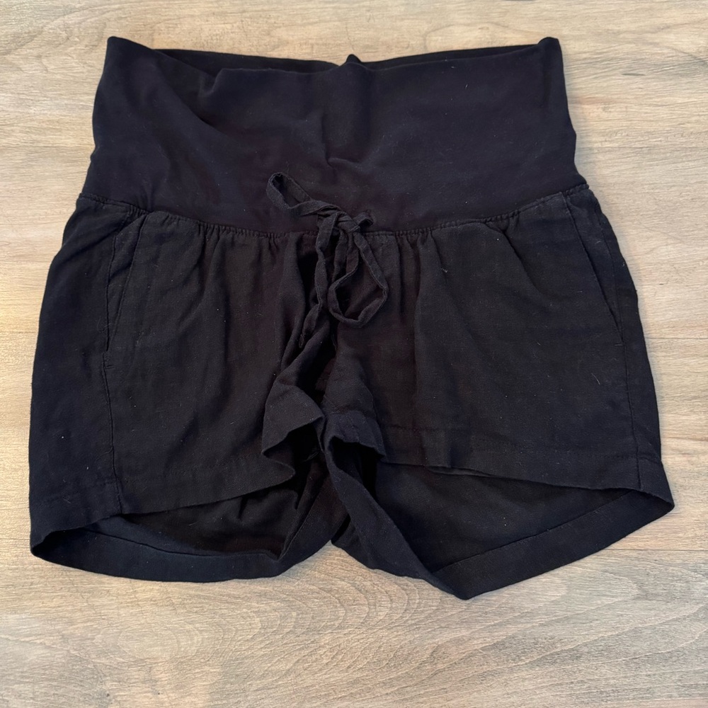 Old Navy Maternity Black Linen Shorts Size Small